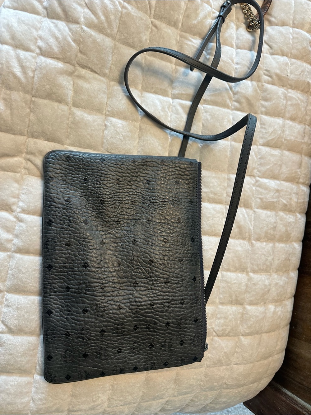 MCM Black Textured Leather Crossbody Bag